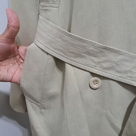 Zhou Mo Oversized Trench Coat Tencel Belted No Size Tag Medium Light Olive NWT - Picture 14 of 17